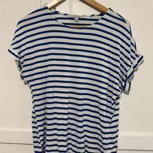 Green Envelope Navy and White Striped Short Sleeve Top